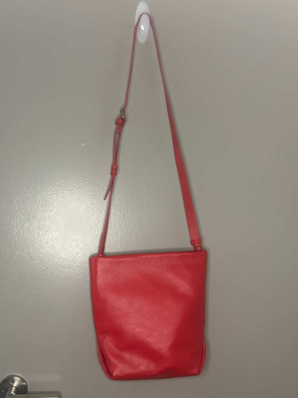 J. Crew Classic Red Leather Crossbody Bag with Adjustable Strap